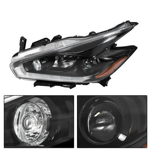 DURAFORCE For 2018 Nissan Murano LH+RH Headlights Headlamps Clear Lens Halogen w/ LED DRL
