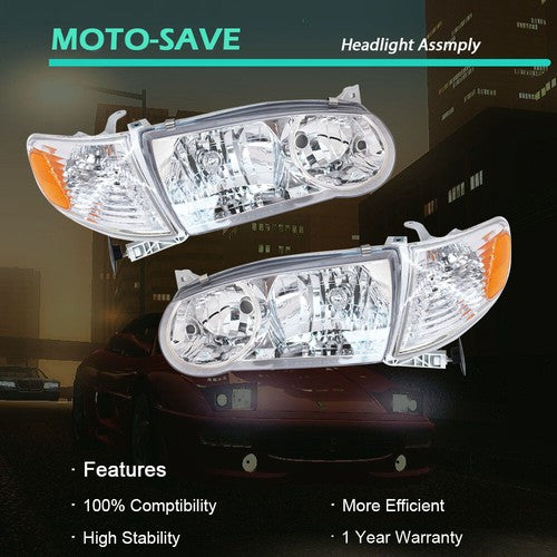 DURAFORCE For Toyota Corolla 2001-2002 Headlights Headlamp w/Corner Signal Lamp Pair