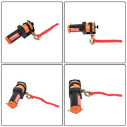 DURAFORCE Electric Winch Black+Orange 2000lbs 12VDC/1.1HP Motor 0.18in*50ft Synthetic Rope