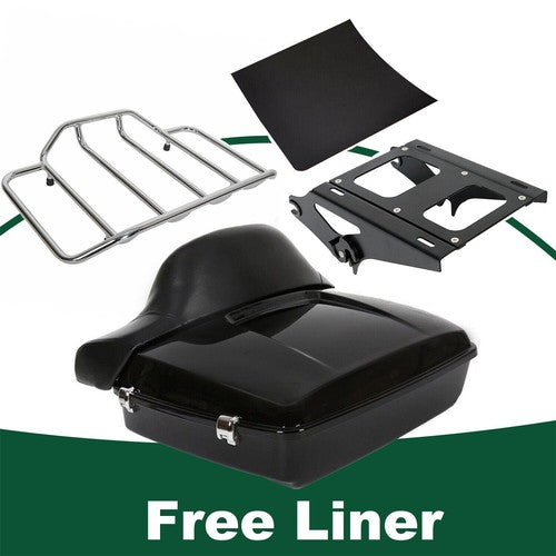 DURAFORCE Chopped Luggage Trunk Backrest Mount Rack For Harley Road Street Glide 2014-2024