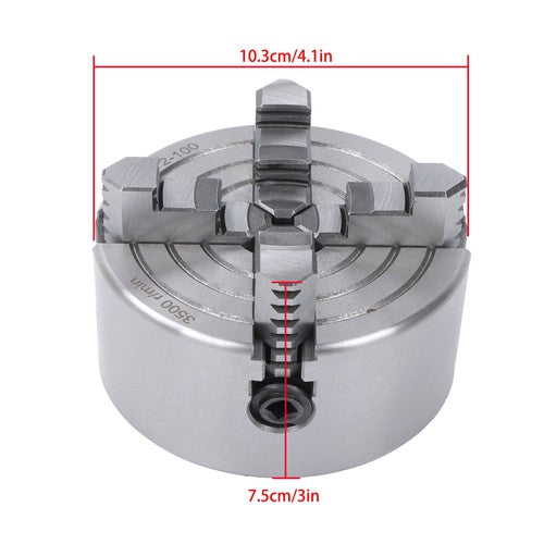 DURAFORCE K72-100 4Inch 4-Jaw Metal Lathe Chuck Independent Reversible Jaws Key Handle New