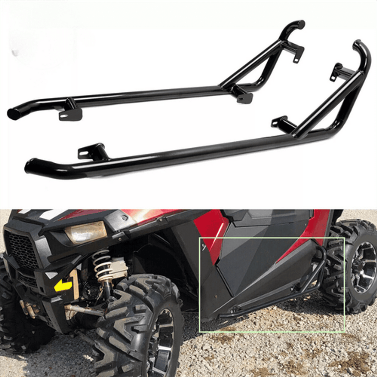 Rock Slider For 14-23 Polaris RZR XP 900 1000 Side Steps Nerf Bars Tra ...