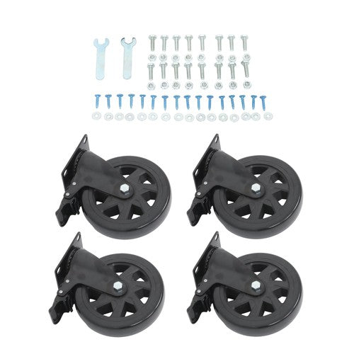 DURAFORCE 4 × 6" Heavy Duty Caster 360° steering Black W/Brake Quiet, Smooth