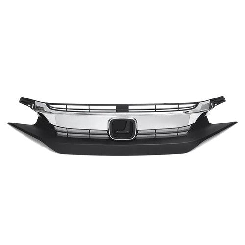 For 2016 2017 2018 Honda Civic Front Bumper Upper Lower Grille Grill Chrome