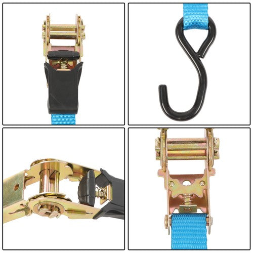 DURAFORCE Ratchet Strap 6 Pcs+Polyester 566lbs Fracture Strength 1700lbs 1in*20ft S Hooks