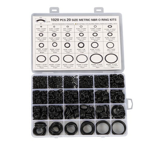 DURAFORCE 1020Pcs O Ring Kit Nitrile Rubber O Ring Assortment Set 20Size Resist Oil & Heat