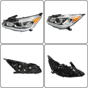 DURAFORCE Halogen W/LED DRL Headlights For 16-17 Honda Accord Chrome Driver+Passenger Pair