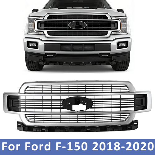 DURAFORCE JL3Z-8200-RA Brushed Stain Aluminum Front Upper Grille for Ford F-150 2018-2020
