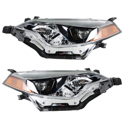 DURAFORCE Halogen Front Headlight Lamps Chrome For Toyota Corolla 2014-16 Left+Right Side