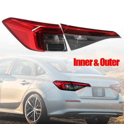 DURAFORCE Rear Outer&Inner Left Side Tail Light Lamp For 2022-2024 Honda Civic Sedan Set