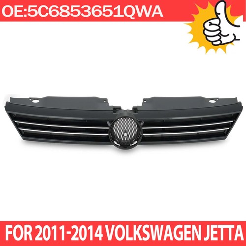 DURAFORCE Front Bumper Gray Grille W/Chrome Trim for 2011-2014 for VW for Volkswagen Jetta