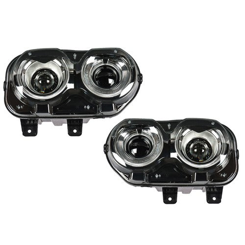 DURAFORCE Pair Set For Dodge Challenger 2015-2018 Headlight Replacement Halogen Clear Lens