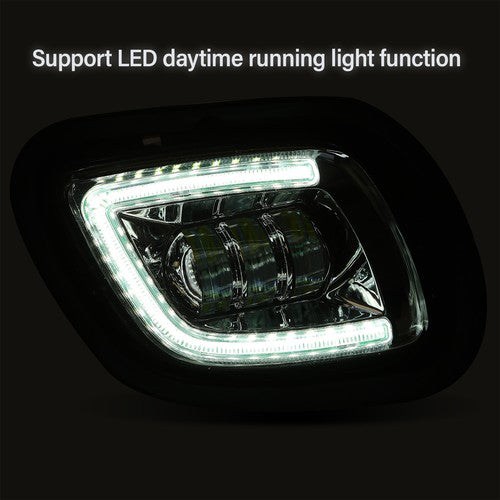 DURAFORCE Projector Fog Lights Lamp Chrome w/LED Halo Ring For Freightliner Cascadia 08-17