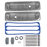 DURAFORCE Finned Polished Aluminum Center Bolt Short Valve Covers For SBC 350 5.7 5.0 V8