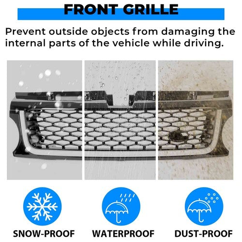 Upper Bumper Diamond Mesh Grille for 2010 2013 Land Rover Range Rover Sport