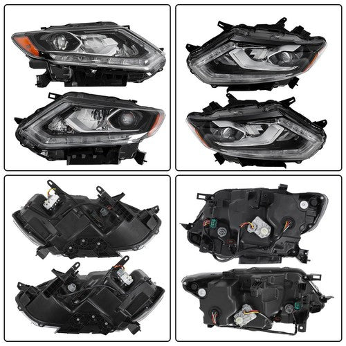 DURAFORCE For Nissan Rogue 2014-2016 Headlights LED Type Clear Lens Passenger&Driver Side