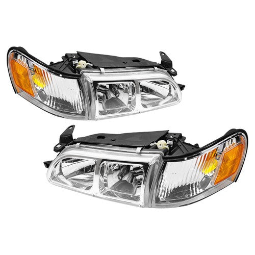 DURAFORCE JDM Chrome Headlights w/Turn Signal Corner Lights For 1993-1997 Toyota Corolla