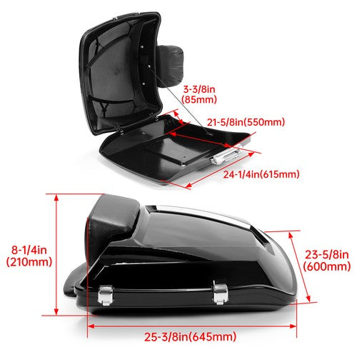 DURAFORCE Angled Razor Motorcycle trunk Backrest Base Plate For Harley Touring 2014-24