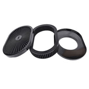 DURAFORCE 12" x 2" Super Flow Oval Air Cleaner Set with Washable Black Element, Black Trim