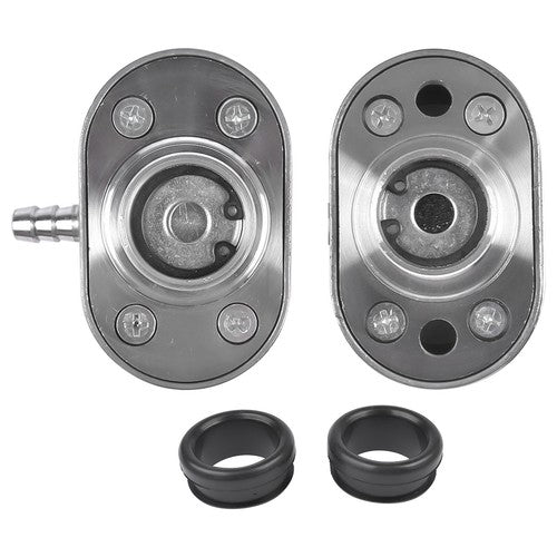 DURAFORCE Polished Aluminum Finned Oval PCV + Push-in Breather Combo Valve Cover Set of 2