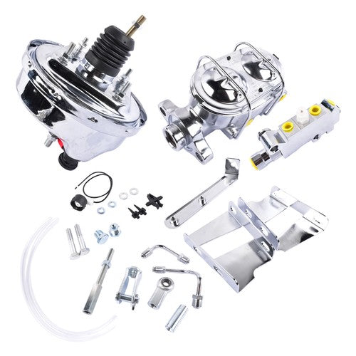DURAFORCE 8" Chrome Brake Booster Cylinder Disc / Drum Kit for Chevrolet Impala 1958-1964