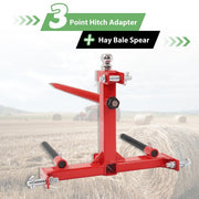 DURAFORCE 3 Point Hay Bale Spear Receiver Hitch Cat 1 Tractor W/Gooseneck Ball 3000 LB