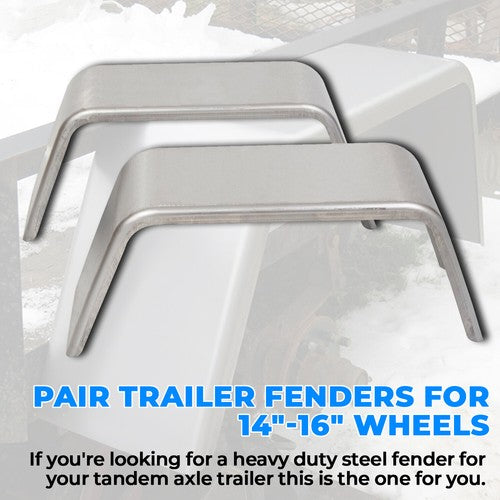 Pair Of Square Single Axle Trailer Fenders For 14 15 16 Inch Wheels For Cargo