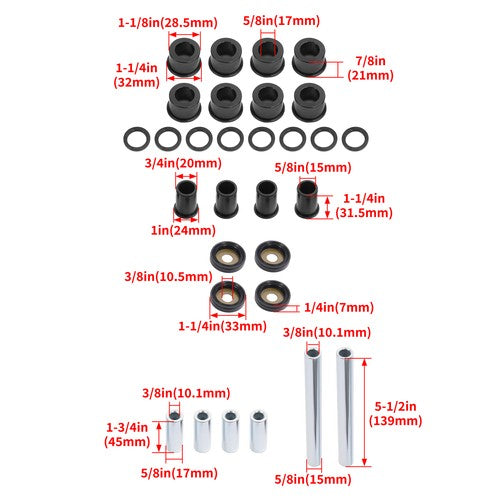 Front Upper and Lower A Arm Bushing Kit for Honda Foreman 500 TRX500 2005 2017