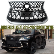 DURAFORCE Front Upper Grille Chrome Sport Style for 2016-2021 for Lexus LX570 Luxury