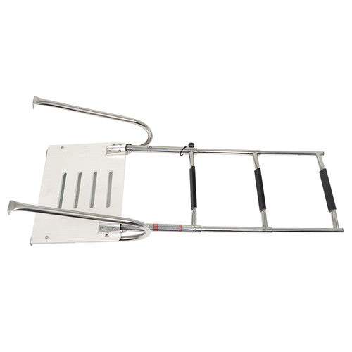 DURAFORCE USA 3-step Stainless Steel Ship Ladder With Platform Marine With Telescoping