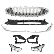 DURAFORCE Front Upper + Lower Grill w/ Fog Lights + Chrome Trim For Ford Fusion 2019-2020