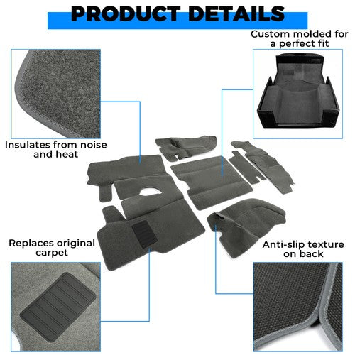 6 Pieces Full Set Carpet Kit Floor Mat Gray for Jeep Wrangler TJ 97 06