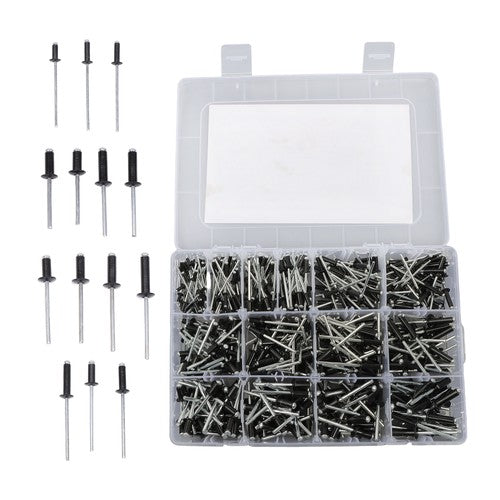 DURAFORCE 500pcs Aluminum Rivet Kit 14 Sizes Assorted Blind Rivets Storage Case DIY Use