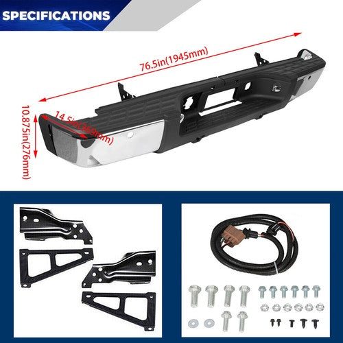Chrome Rear Bumper For 2007-2013 Chevy Silverado GMC Sierra 1500 Sensor Hole