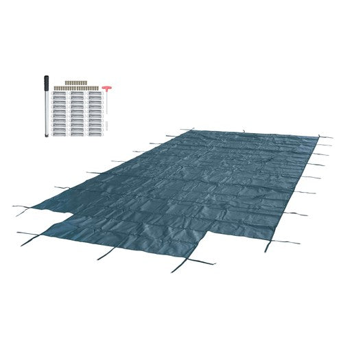 DURAFORCE Inground Pool Cover Safety Fits Rectangle Swimming Pool Mesh Solid Pool