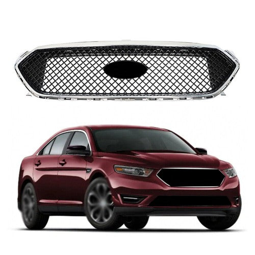 DURAFORCE Mesh Front Upper Bumper Grille Plastic Chrome Frame For Ford Taurus 2013-2019