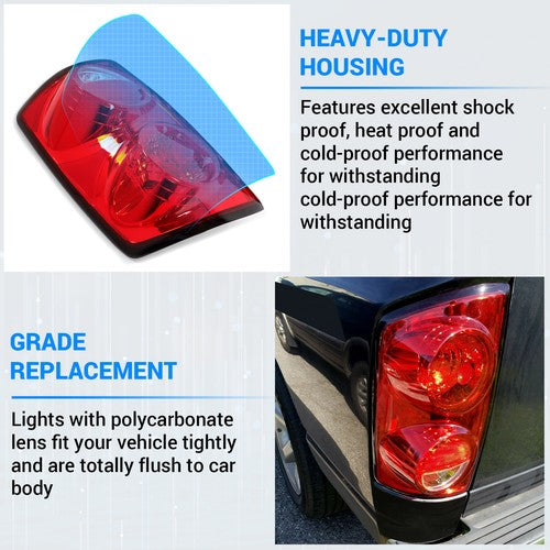 Driver Left Side Tail Light Lamp for 2007-2008 Dodge Ram 1500 2007-2009 Ram 2500