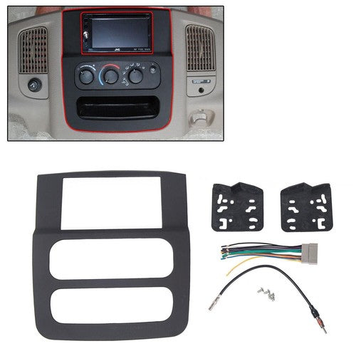 DURAFORCE Double Din Dash Install Bezel Panel Radio Mount Kit Fits 2002 03 04 05 Dodge Ram