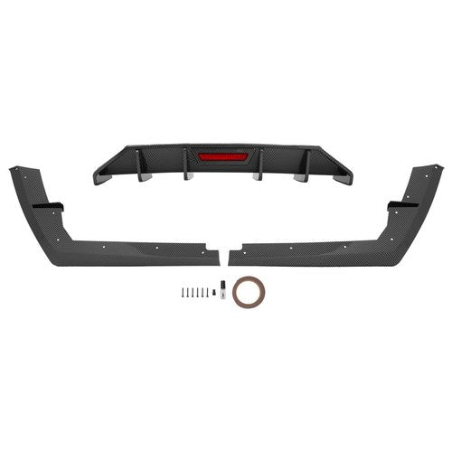 For Hyundai Elantra 21-23 Rear Bumper Diffuser Lip W/ Led Light Carbon Look
