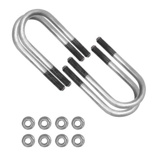 Trailer U Bolt Kit for 2 Inch Axle Tube 6 Inch Long Set Of 4 Bare Metal