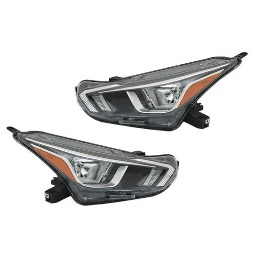 DURAFORCE For Nissan Versa S SV 20-21 OE Pair LH+RH Headlight Assembly Set Chrome Housing
