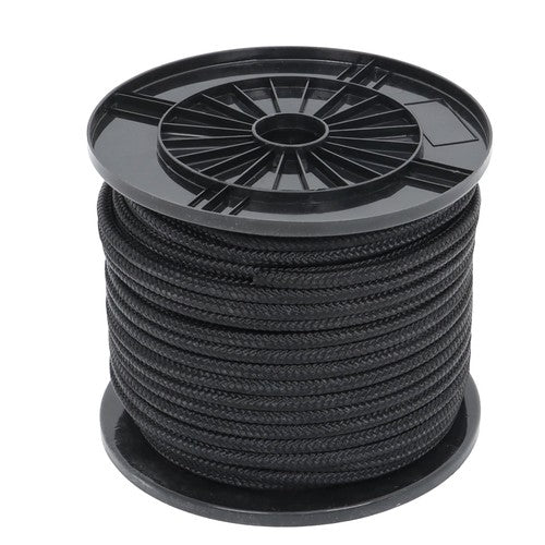 DURAFORCE 3/8in×250ft Nylon Solid Braid Rope High UV Abrasion Resistance Industrial Black