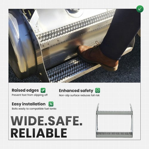 DURAFORCE 26" Fuel Tank Step For Peterbilt 389 All Models Silvery Non-Slip Fuel Tank Stair