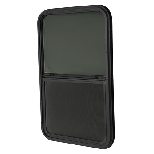 Vertical Sliding RV Window Tempered Glass with Mesh Screen 24 W 36 H