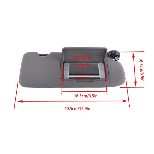 DURAFORCE Gray Plastic Passenger Side Sunvisor With Lights And Mirror For Honda CR-V 17-22