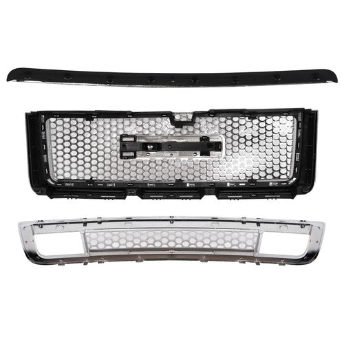 Upper Lower Grille Hood Molding Chrome for 2007-13 GMC Sierra 1500 Denali Pickup