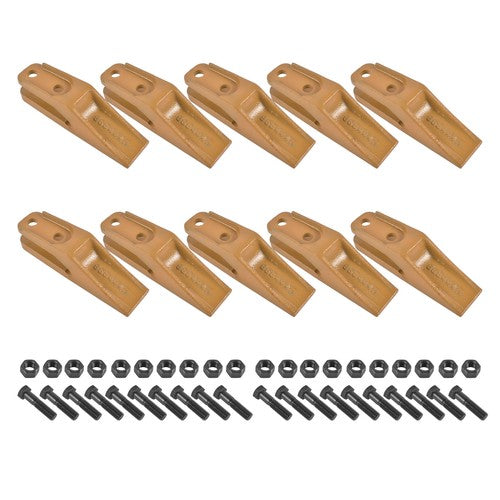 DURAFORCE 6684447 Trenching Bucket Teeth 10PK with Bolts and Nuts 20PK for 5/8" Bucket Lip