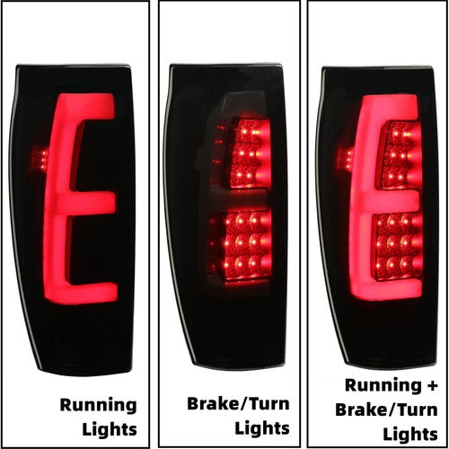 LED Tube Bar Black Smoked Tail Lights Pair for 2002-06 Chevy Avalanche 1500 2500