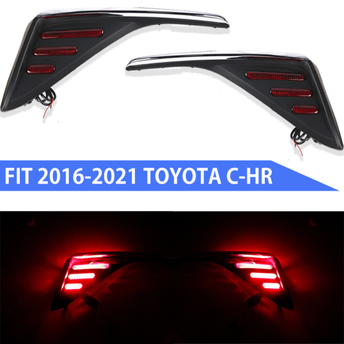 For 2016-2021 Toyota CHR C-HR Pair Rear Bumper Reflector Brake Light Lamp Pair