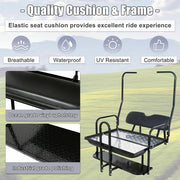 DURAFORCE For 1982-2000 Club Car DS Golf Cart Flip Folding Rear Back Seat Kit w/ Grab Bar